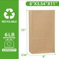thumbnail image 4 of BagDream 100Pcs 6lb Brown Paper Lunch Bags Small Kraft Paper Bags Grocery Lunch Bags, 6x3.54x11 inches, 4 of 8