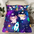 thumbnail image 2 of Manfei Cartoon Axolotl Twin Sheet Sets 3pcs for Kids, Cosmos Outer Space Twin Fitted Sheet, Nebula Astrology Planets Flat Sheet, Ultra Soft Home Decor, 2 of 6