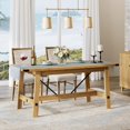thumbnail image 3 of WAMPAT, Farmhouse Dining Table, 67.7 Inch, 6 Person, Rectangular Wood Table, Modern Kitchen Table, Metal Decor, Footrest, Oak, 3 of 8