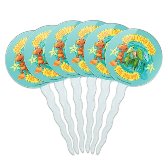 Cool I Can Hear the Ocean Dinosaur Train Cupcake Picks Toppers Decoration Set of 6