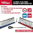 Hyper Tough 22Piece 1/2inch Drive Ratchet and Deep Socket SAE and Metric Set