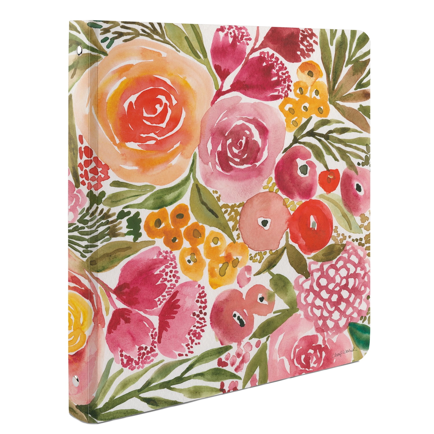 CounterArt 'Blooms' 1 Pack Decorative 3-Ring 1-inch Deco-Soft Binder 11.5” by 10.25”