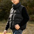 thumbnail image 5 of Samdudou Boys Puffer Vests Stand Collar Sleeveless Jackets Kids Fall Winter Warm Full Zip Outerwear Quilted Padded Coats Casual Outdoor Coat with Button Pockets Size 5-13 Years, 5 of 8