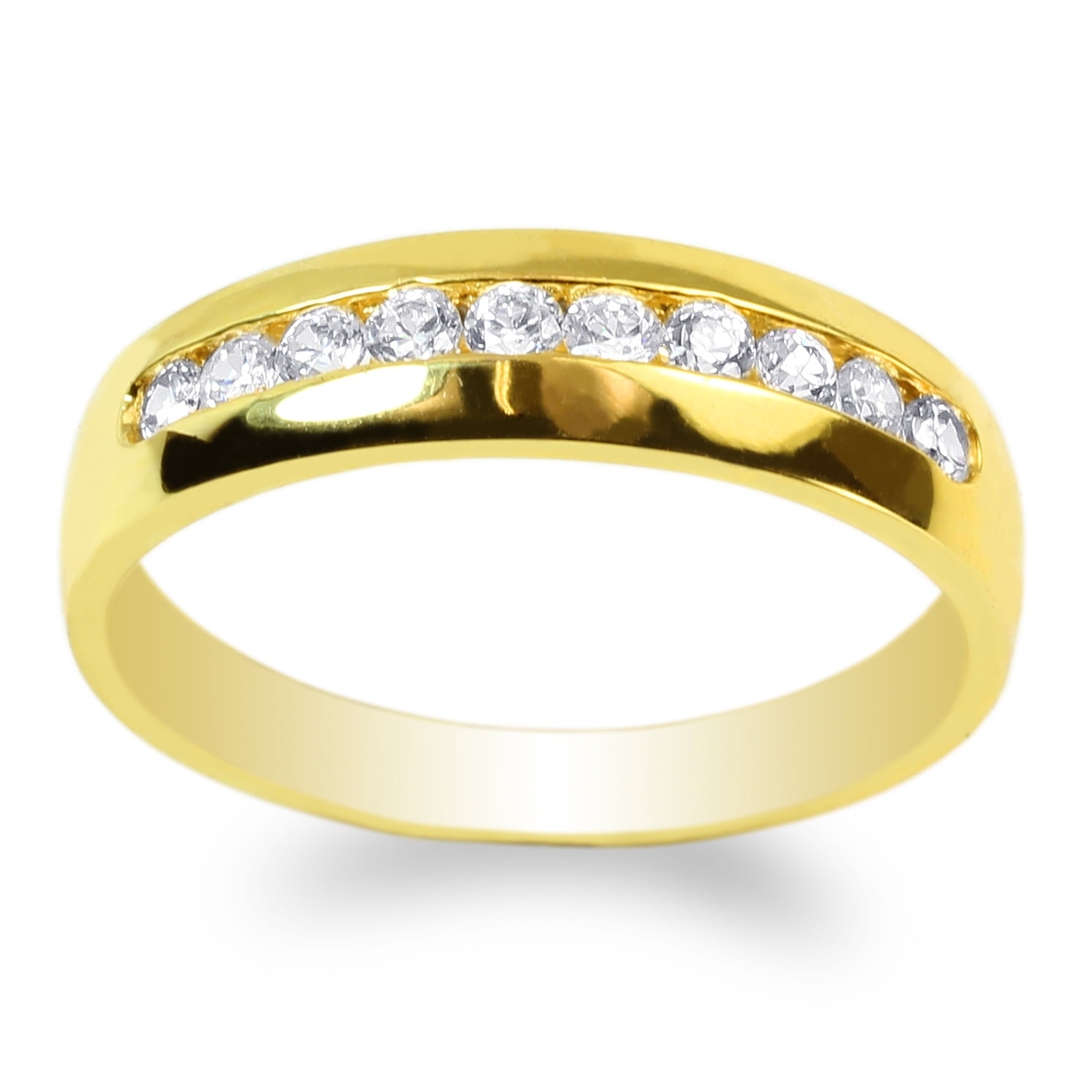 Couple Set 10K Yellow Gold Two Tone Engagement Ring with Round CZ Size 4-12