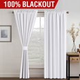 thumbnail image 2 of Cortinas 100 % opacas de color blanco de 84 pulgadas de largo que bloquean la luz completa con revestimiento blanco suave para dormitorio, sala de estar, tratamiento de ventana con aislamiento térmico, juego de 2 paneles con ojales, color negro, 52 pulgadas de ancho x 54 pulgadas de largo, 2 of 5