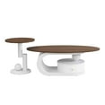 thumbnail image 5 of GZXS Nesting Coffee Table Set of 2 - with Brown Wood Grain Top and White Metal Base, Modern Decorative Center Table w/ 1 Drawer, Geometric Round End Table for Home Decor and Living Space, 5 of 8