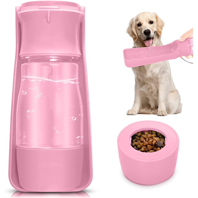 Botella de agua portátil para perros: dispensador de agua plegable a prueba de fugas para mascotas, taza de viaje para beber para caminatas y excursiones