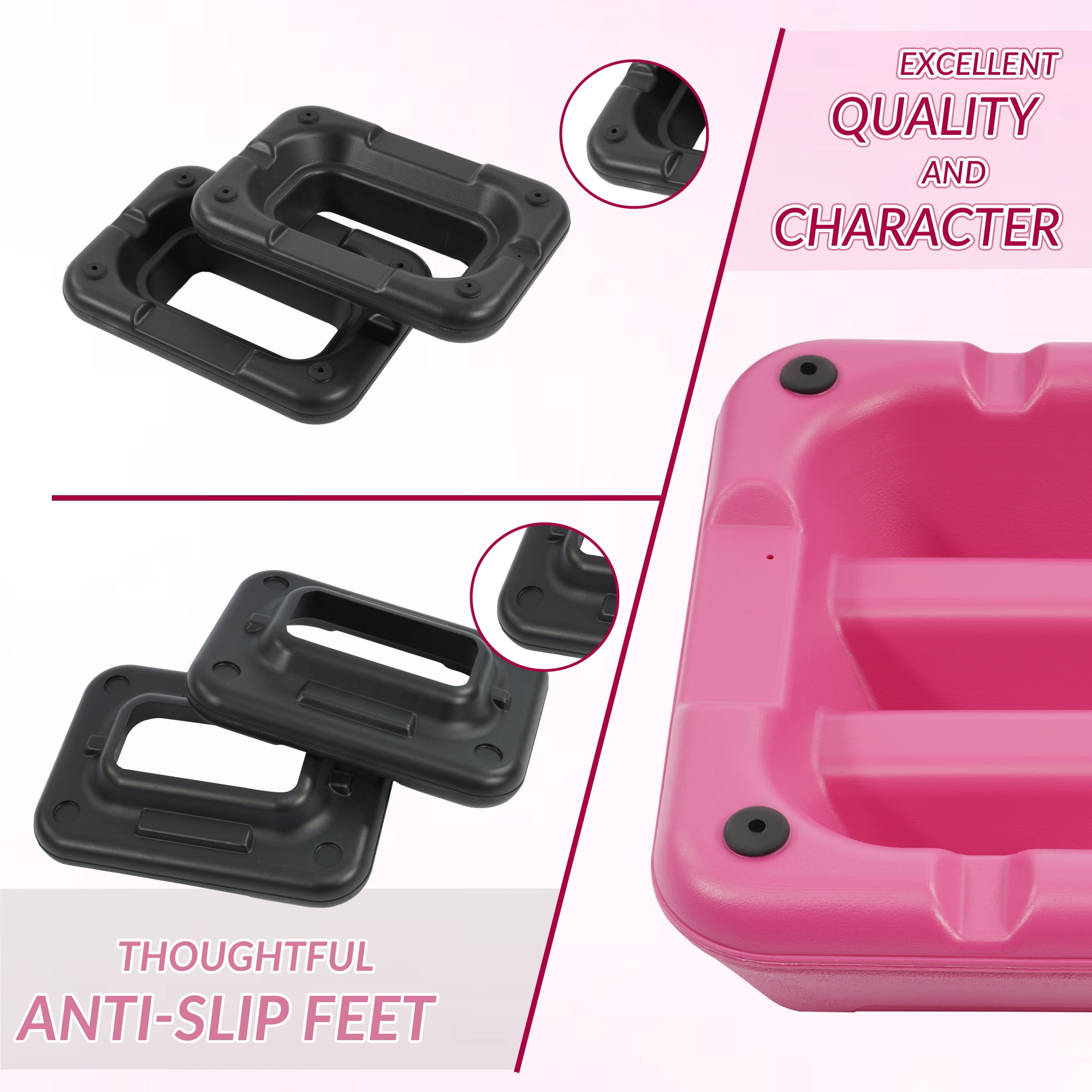 Signature Fitness Adjustable Aerobic Step Platform with 4 Risers, Non-Slip Stepper for Home Gym Workouts – 16", 28", 43", Pink/Blue/Gray