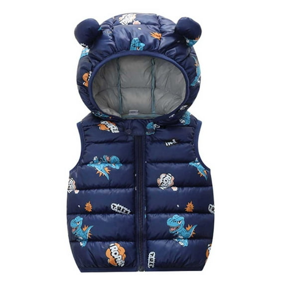 Hicidod Baby Puffer Vest Cute Bear Ears Hooded Toddler Down Coat Winter Lightweight Sleeveless Zipper Up Warm Puffy Jacket