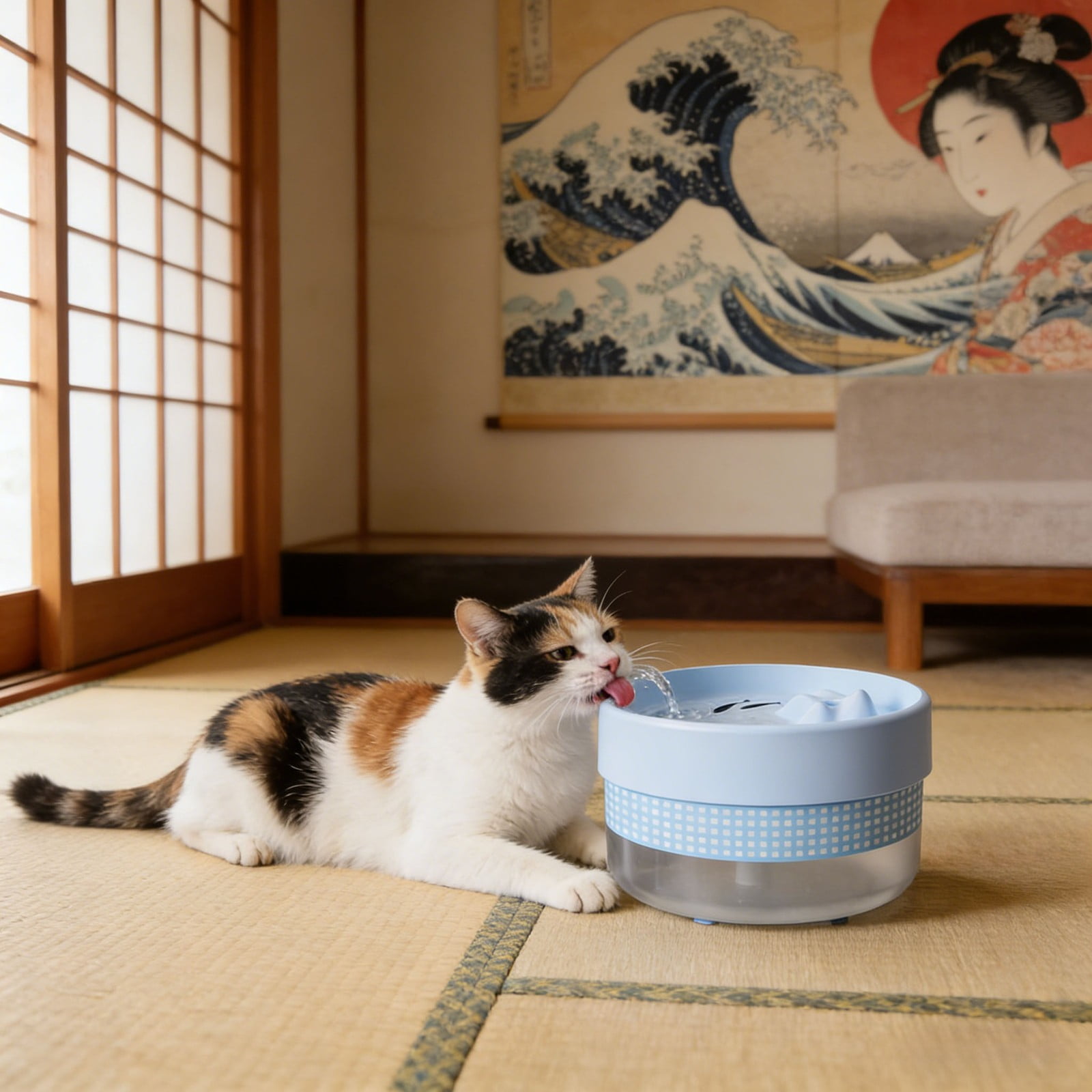 6.29" Cat Water Fountain, Quiet Circulation Drinking Bowl with Large Capacity, Anti-Splash Pet Water Dispenser for Cats