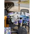 thumbnail image 5 of Outdoor Tablecloth with Umbrella Hole for Patio/Picnic/Party/Camping, Spring Flowers Waterproof Table Cloth Square Cover Washable, Watercolor Blossom Floral Black Plaid (60"x 60"), 5 of 8