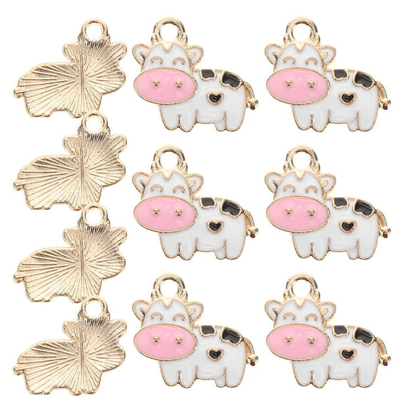 GOOHOCHY  10 Pcs Small Animal Dangle Charms Color-block Cow Pendant