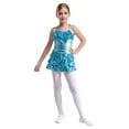 thumbnail image 2 of iixpin Kids Girls Tiered Ruffle Sequins Latin Salsa Samba Rumba Dance Costumes Sleeveless Metallic Dresses Light Blue 16, 2 of 6