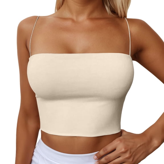 DHFJKG Women's Sleeveless Camisole Sexy Streetwear Thin Strap Seamless Slim Fit Cropped Basic Cami For Summer Soft Tops