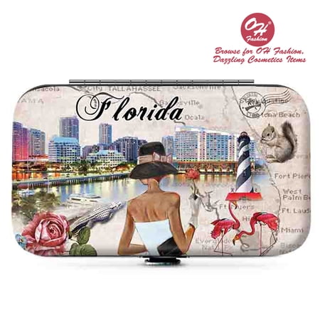 OH Fashion Contact Lens Case kit Splendid Florida style , contact lenses case holder , travel case , with mirror and holder travel case , pc