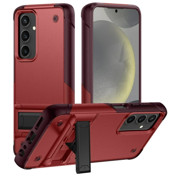 Military Grade TUFF Hybrid Armor Case with Kickstand for Samsung Galaxy S24 Plus - Red