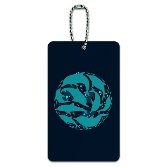 Dolphin Circle Sardines Ocean Fish Luggage Card Suitcase Carry-On ID Tag