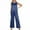 Navy, variant on REORIAFEE Women's Classic Long Silk Satin Pajama Set 2 Piece Outfits Sleeveless Tank Crop Top And Wide Leg Pants Set With Pockets Solid Color Loungewear Sleepwear Size S 2XL