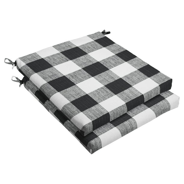 Mozaic Company Buffalo Plaid Outdoor Chair Cushion Set Of 2 Com - Black And White Check Patio Chairs With Cushions