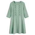 thumbnail image 5 of QUNYINEY Casual Summer Dresses for Women Plus Size Midi 3/4 Sleeve A Line Dress Embroidered with Pockets Solid Crew Neck Loose Fit Dresses, 5 of 6