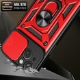thumbnail image 3 of APPLE IPHONE 14 Phone Cases, Hybrid Armor Kickstand Ring Holder with Slide Camera Cover TPU Fit Magnetic Car Mount Stand Phone Case for APPLE IPHONE 14 In Red, 3 of 4