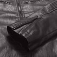 thumbnail image 5 of WIZUTIZ Men's Leather Jacket Solid Color Motorcycle Vintage Zipper Pocket Long Sleeve Hoodless PU Coat for Winter Casual Daily Outdoor Mens Fashion, 5 of 8