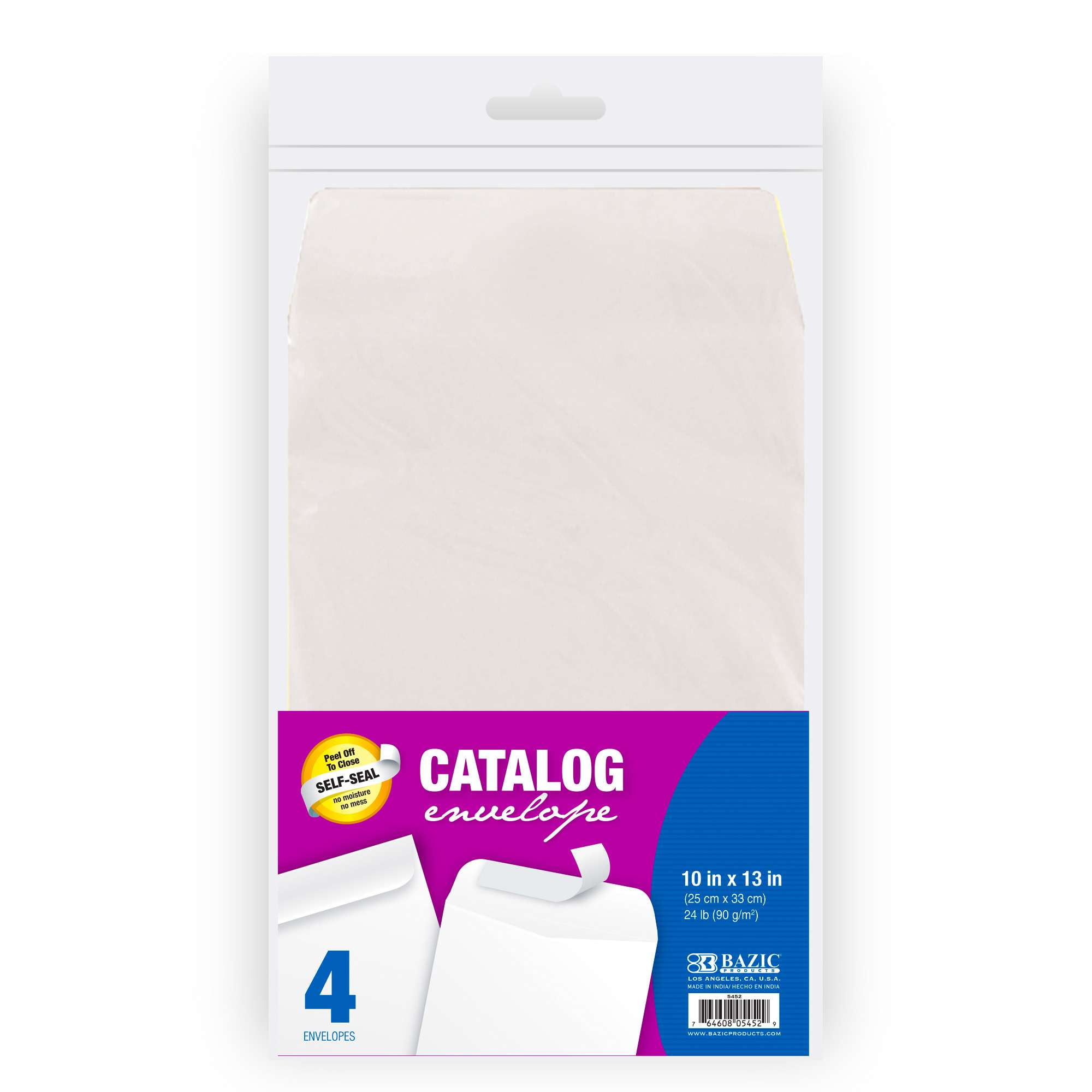 BAZIC White Catalog Mailing Envelope 10" x 13" Self Seal Envelopes, 4