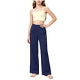 thumbnail image 4 of nerohusy Kids Wide Leg Pants Girls Elastic High Waisted Sports Pants Casual Solid Full Length Leg Pants with Pockets 7-8 Years, 4 of 8