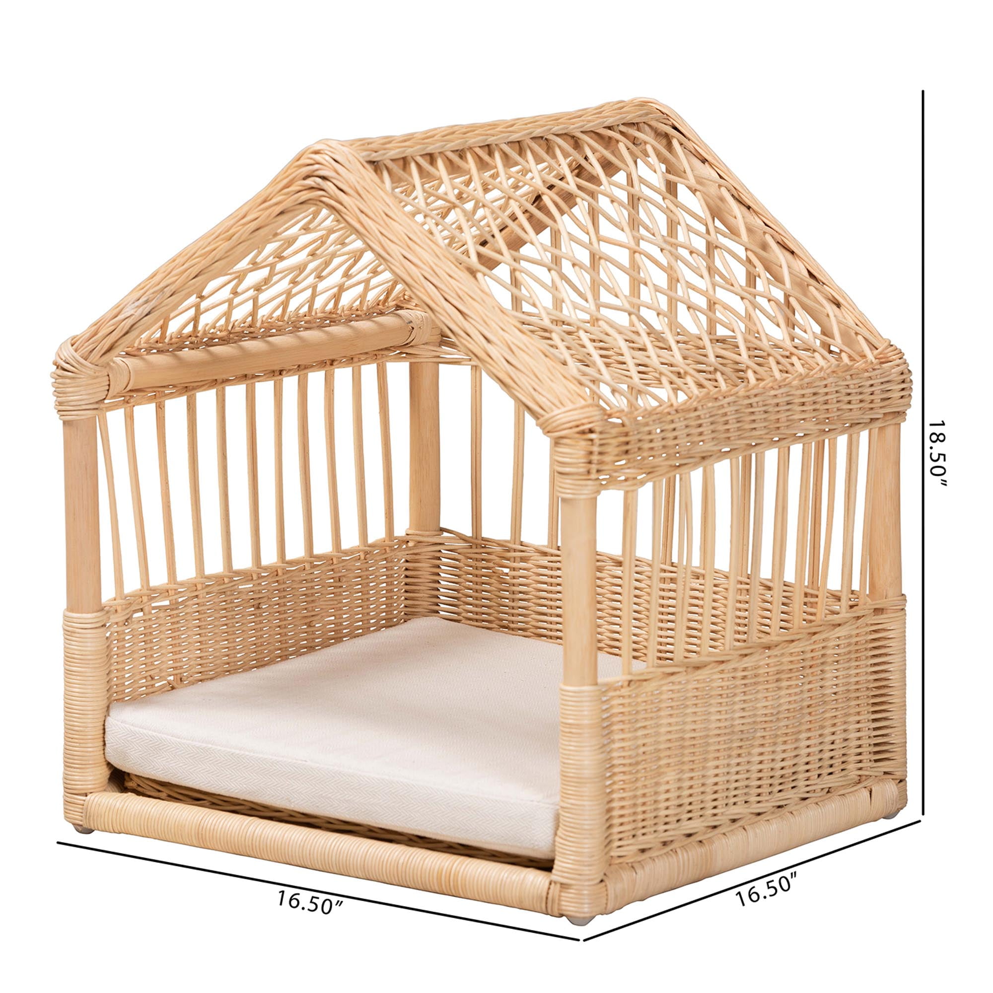 bali & pari Pieta Rattan BOHO Pet Bed, Natural Brown