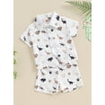 thumbnail image 6 of Aojekbee Boys Summer 2PCS Shorts Sets Short Sleeve Dinosaur Print Button Up Tops and Shorts Sets, 6 of 10