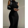 thumbnail image 1 of Party Dress Skinny Rhinestone Chain Pattern Cold Shoulder Dress Ladies Wedding Guest Dresses Elegant Fall Outfits Women_Gift Of G, 1 of 5