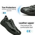 thumbnail image 3 of Mens Casual Leather Shoes Outdoor Hiking Work Shoes Breathable Lightweight Sneakers Comfortable Lace-up Driving Shoes Black 11 US, 3 of 7