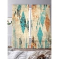 thumbnail image 2 of Orange Teal Red Sheer Curtains 84 Inch Length 2 Panels Set, Boho Modern Abstract Splashing Art Voile Window Treatment Rod Pocket Curtains Sheers Drapes for Bedroom/Living Room/Kitchen 52"x84"x2, 2 of 7