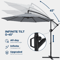 thumbnail image 6 of Patbrela 10ft Cantilever Patio Umbrella, 360-Degree Rotation Hanging Offset Market Outdoor Umbrella, Tilt Adjustment, for Backyard, Deck, Poolside, Gray (Base not included), 6 of 10