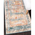 thumbnail image 3 of Unique Loom Gondola Rosso Rug Blue/Beige 2' 7" x 10' Runner Border Contemporary Perfect For Bathroom Hallway Mud Room Laundry Room, 3 of 9