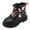 Black, variant on Girls Boots - Children's Winter Leather Lace Up Stylish Color Matching Side Zipper Boots -Toddler Boots,Cowgirl Boots,Color:Pink,Size:9.5-10 Years