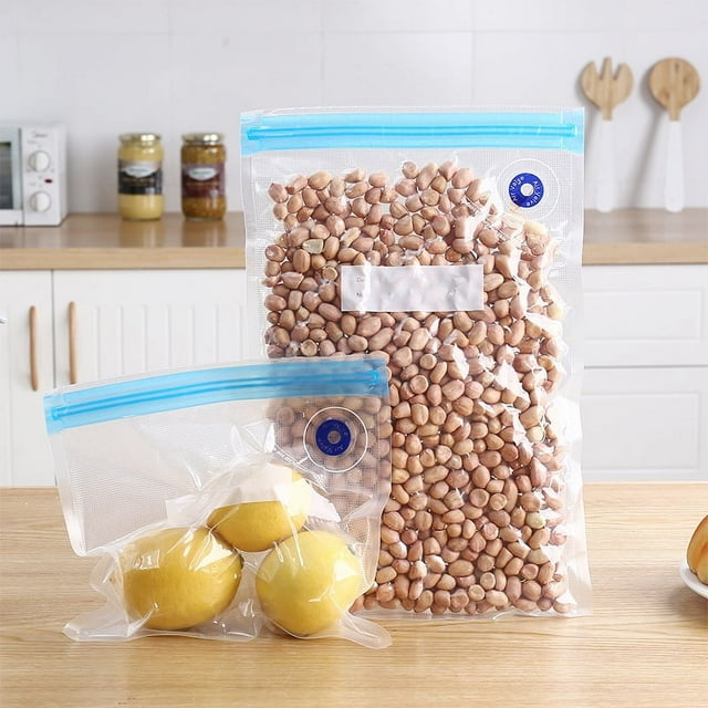 Paquete de 10 bolsas de almacenamiento de alimentos al vacío reutilizables con 2 tamaños de bolsas de alimentos al vacío, 1 bomba de mano, bolsa de vacío para alimentos