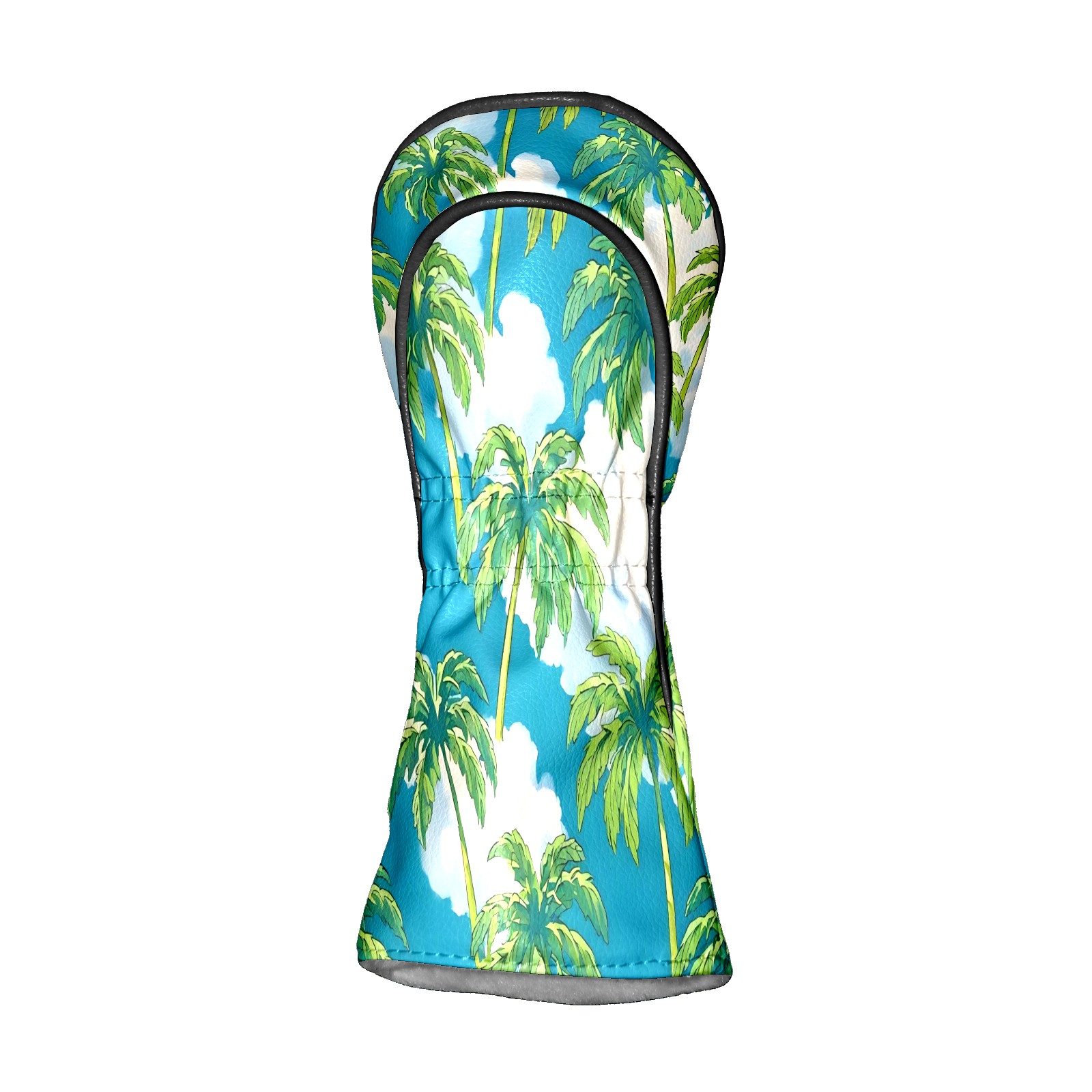 Golf Club Covers, Palm Tree Blue Premium PU Leather Driver Hybrid Putter Head Covers with Velvet Lining, Waterproof Golf Gifts for Men Women