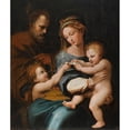 thumbnail image 2 of Workshop of Raffaello Sanzio 15x17 Black Ornate Wood Framed Double Matted Museum Art Print Titled - Holy Family with the Infant St. John the Baptist, or ‘Madonna Della Rosa’, 2 of 5