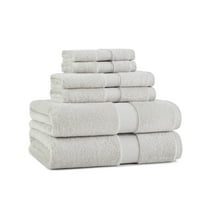 Aston & Arden Egyptian Cotton Bathroom Towel Set (6-Piece), Jaquard Border, Tan