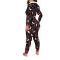 thumbnail image 4 of Women Christmas Fleece Pajamas Christmas One Piece Printed Pajamas Lounge Wear Adult Hooded Long Sleeves Zip-Up Fleece Pajamas, 4 of 5