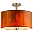 thumbnail image 3 of Woodbridge Lighting Drum Veneer 3-light Metal Cityscape Ceiling Mount in Brass, 3 of 5