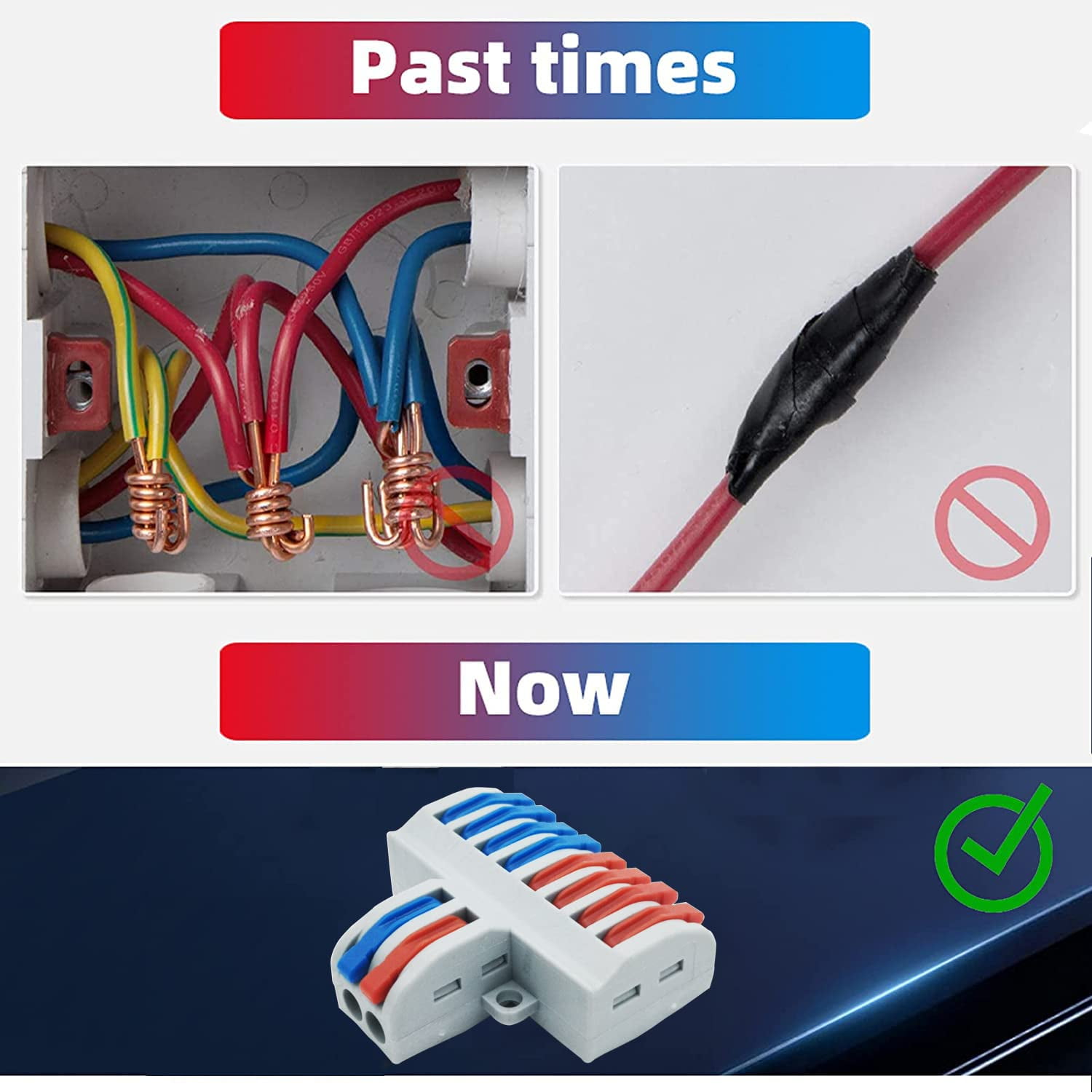 Compact Wire Connector, Quick Connect Terminal, Lever Nut Combination Conductor, Electrical Connection Block (6 Pieces-82, 2 In 8 Out)
