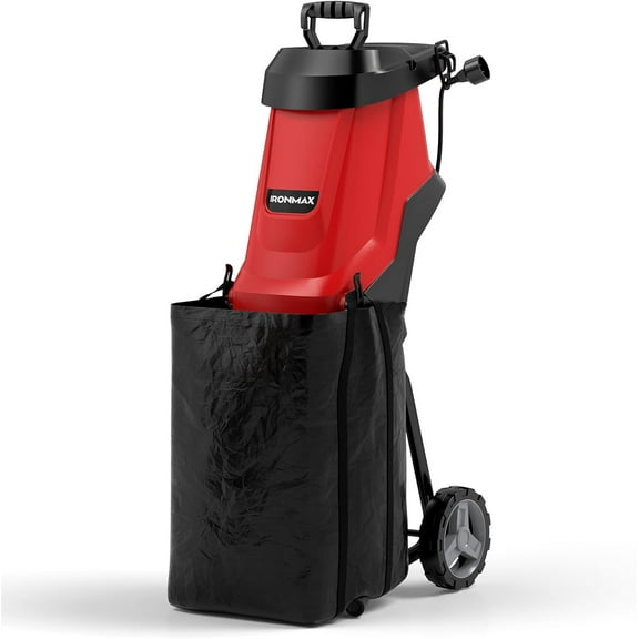 Moccha 15Amp Electric Garden Shredder , Wood Chipper with Max 1.77-in Cutting Diameter, Electric Compact & Light-Weight Silent Wood Shredder with 45L Collecting Bag and Wheels, Overload Protection