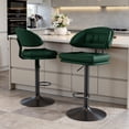 thumbnail image 2 of Hawsaiy Modern Bar Stools Set of 2, Ergonomic Double-Layer Upholstered Bar Stools with Back, Adjustable Swivel Barstools for Kitchen Island, Green, 2 of 11