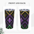thumbnail image 4 of Kll Mardi Gra Geometric Stainless Steel Vacuum Insulated Coffee Cup 20 Oz Insulated Travel Mug Water Cup With Leak-Proof Straw Lid & Flip Lid,1 Metal Straws,1 Cleaning Brush, 4 of 8