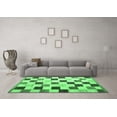 thumbnail image 3 of Ahgly Company Indoor Round Checkered Emerald Green Modern Area Rugs, 5' Round, 3 of 4