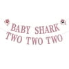 Baby Shark Two Two Two Birthday Banner, Girls 2nd Birthday Decorations, Cute Shark Decorations for Baby's 2nd Birthday Party Supplies Pink Glitter.