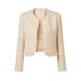 thumbnail image 4 of Hueook Blazer for Women Lapel Long Sleeve Single Button Cropped Casual Work Jacket Coat Beige S, 4 of 9