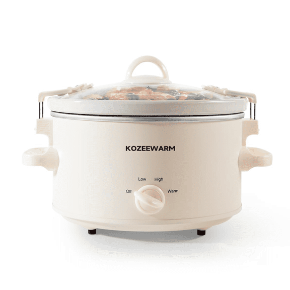 Slow Cooker, 4 Qt Stainless Steel Electric Slow Cooker with Locking Lid&3 Settings Low/High/Warm Modes, Dishwasher Safe&Non-Toxic Removable Pot for 6  Families&Party-White